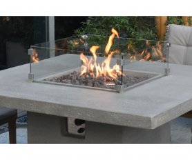 Outdoor dining table na may fire pit - Marangyang gas fireplace (parihaba na hugis mula sa kongkreto)