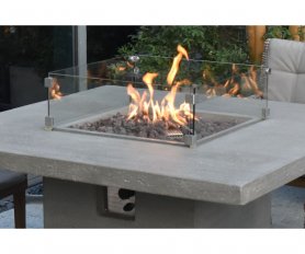 Outdoor dining table with fire pit - Luxury gas fireplace (rectangular shape from concrete)