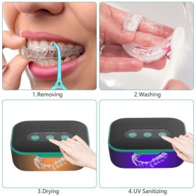 Multifunkční čistič zubních protéz (náhrad) / prstenů / sluchátek ultrazvuková UVC sušička do 50℃