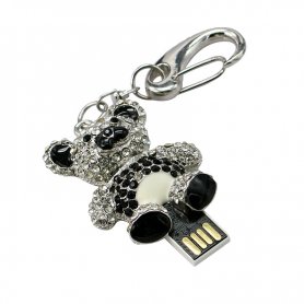 Gave USB-minnepinne - Bamse dekorert med rhinestones