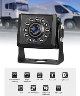 Set de caméras de recul AHD avec enregistrement sur carte SD - 2x caméra HD avec 11 LED IR + 1x moniteur hybride 10" AHD