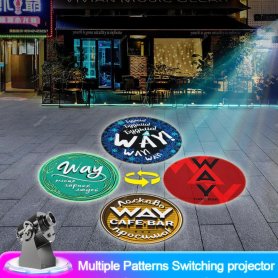 Proyector Gobo 50W proyección hasta 20M + bandeja para 4x Gobo Logos + mando a distancia
