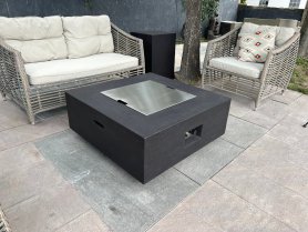 Mesa de fuego a propano - Chimenea exterior de hormigón para gas (propano butano) 91x91cm OLYMP negra