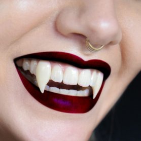 Vampirzähne - gefälschte einziehbare Reißzähne - DELUXE Vogelscheuchenzähne 2St