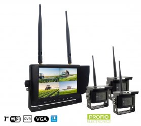 Atbulinės eigos kameros su monitoriumi – 3x wifi VGA kamera + 7" monitorius su įrašymu (garso vaizdo įrašas)