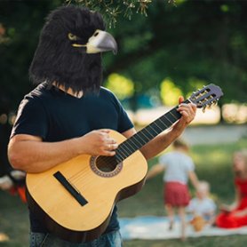 Mască de vultur - Mască de față (cap) din silicon negru pentru copii și adulți