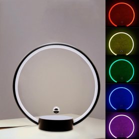 Segulmagnaður hringlaga næturlampi með svifandi (fljótandi) kúlu og litríkri RGB baklýsingu
