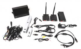 Kit sistema telecamera per carrello elevatore - telecamere di sicurezza wireless + monitor da 7" + batteria da 5200 mAh