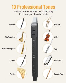 Electronic wind instrument flute + saxophone na may speaker (10 tones) + BT + MIDI
