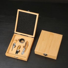 Caja de regalo de madera para accesorios de vino, juego de lujo, 4 piezas