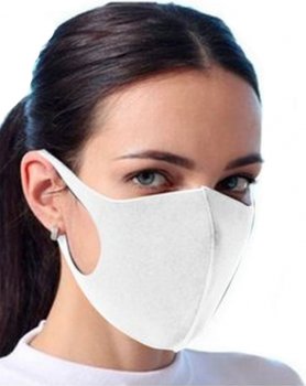 Elastic face mask White - NANO (97% polyester + 3%spandex)