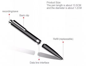 Ручка для дыктафона — закамуфляваная ў элегантную ручку для запісу аўдыя з 16 ГБ памяці