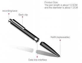 Spraakrecorderpen - gecamoufleerd in een elegante audio-opnamepen met 16 GB geheugen