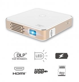 Mini-projektor - den minste LED-projektoren med lomme med USB / HDMI