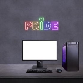 3D неонавая святлодыёдная шыльда на сцяну шматколерная - PRIDE 50см