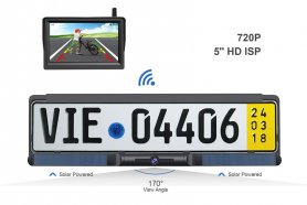 SET – Solare WiFi-AHD-HD-Rückfahrkamera im Nummernschild mit 170°-Winkel + 5-Zoll-AHD-Monitor