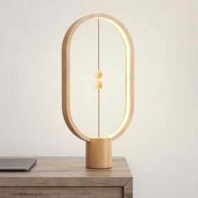 Lampe à poser magnétique LED (boules en lévitation) + décor BOIS CLAIR