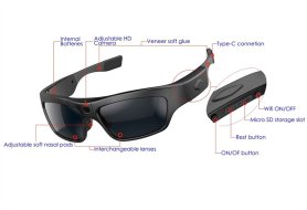 Sunglasses spy camera WiFi (iOS/Android) + glasses 2K video resolution + IP22 waterproof