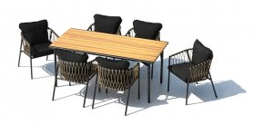 Garden furniture - dining table and chairs for the terrace or garden - set for 6 people