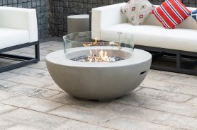 Chimenea de gas propano para exterior - Chimenea de gas redonda de mesa de hormigón - 106x40 cm FENIX gris claro