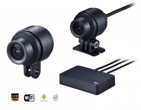 Motociklų kameros dvigubos kameros (priekinės ir galinės) „Full HD“ + „WiFi“