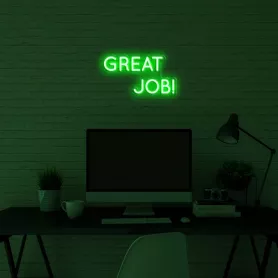 Svetlobni LED napisi na steni - 3D logotip GREAT JOB 50 cm