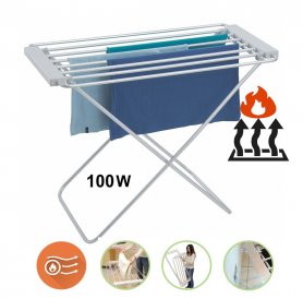 Secadora de ropa eléctrica - tendedero calefactable de 6 tubos calefactores de 100W