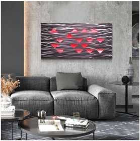 Arte abstrata da parede de metal - 3D (alumínio) - RGB retroiluminado por LED 20 cores - Pirâmides 50x100cm