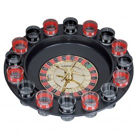 Drinking roulette set - russian drinking shot glass game + 15 glass cups + 2 metal balls