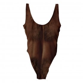 Maillot de bain poilu avec imprimé masculin - sombre