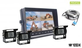 Mentőkamera teherautó számára AHD készlet LCD HD autós monitor 10 "+ 3x HD kamera 18 IR LED-del