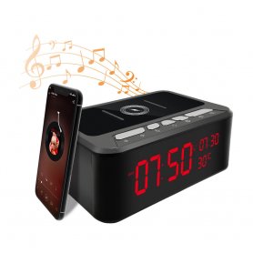 Spy camera Full HD WiFi na may IR vision + Wireless charger + Bluetooth speaker