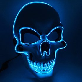 LED veido kaukė - kaukolė mėlyna