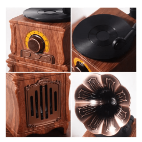 Radju tal-injam - radju retro vintage fonografu bil-Bluetooth + FM/AM/AUX/USB disk/Micro SD