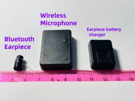 Spy earpiece - hidden earbuds Bluettooth for exam cheating + mini transmitter + external microphone