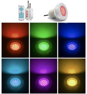 Освітлення басейну - RGB світлодіодний світлодіодний світильник водонепроникний IP68 + 3W потужність - 103 мм