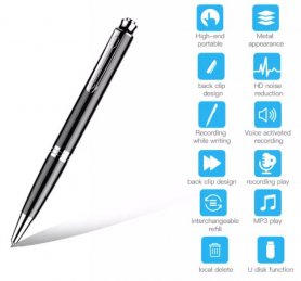 Spraakrecorderpen - gecamoufleerd in een elegante audio-opnamepen met 16 GB geheugen
