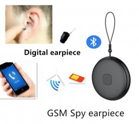 Spy earpiece - earbud nirkabel mini untuk kartu SIM dengan transmisi hingga 10m (gantungan kunci mini)