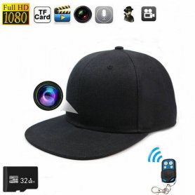 Gorra con cámara - cámara espía en gorra FULL HD + detección de movimiento + control remoto