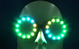 Lunettes Cyberpunk lumineuses LED rondes couleur RVB + télécommande