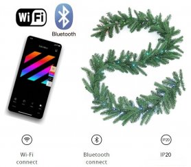 रोशनी के साथ क्रिसमस माला स्मार्ट 50 एलईडी आरजीबी + डब्ल्यू - ट्विंकली गारलैंड + बीटी + वाईफाई