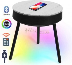 Bluetooth side table na may SPEAKERS at 12x LED lighting (interior / exterior)