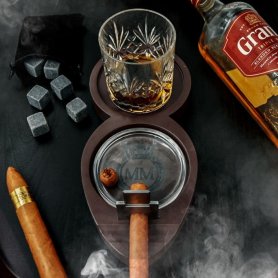 Uchwyt na cygaro (stojak) + uchwyt na kieliszek - Whisky Luksusowy zestaw dla mężczyzn