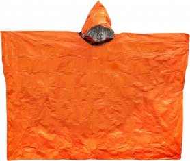 防水ポンチョ - フード付き屋外レインポンチョ サーマル再利用可能 - オレンジ色