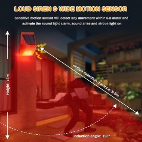 Solar alarm sensor - waterproof IP65 lamp 6 mode + motion detection + remote control