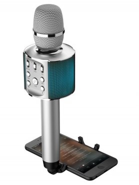 Microphone karaoké 5W avec haut-parleur Bluetooth et support pour smartphone