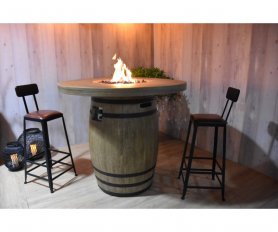 Barrel fire pit - Chimenea a gas de barril de vino para exterior fabricada en hormigón colado