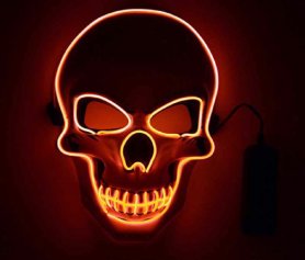 Masque facial clignotant LED SKULL - rouge