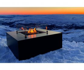 Concrete firepit ceramic table na may gas fireplace para sa terrace o hardin (itim)