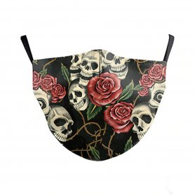 3D mask protective 100% polyester - SKULL ROSE